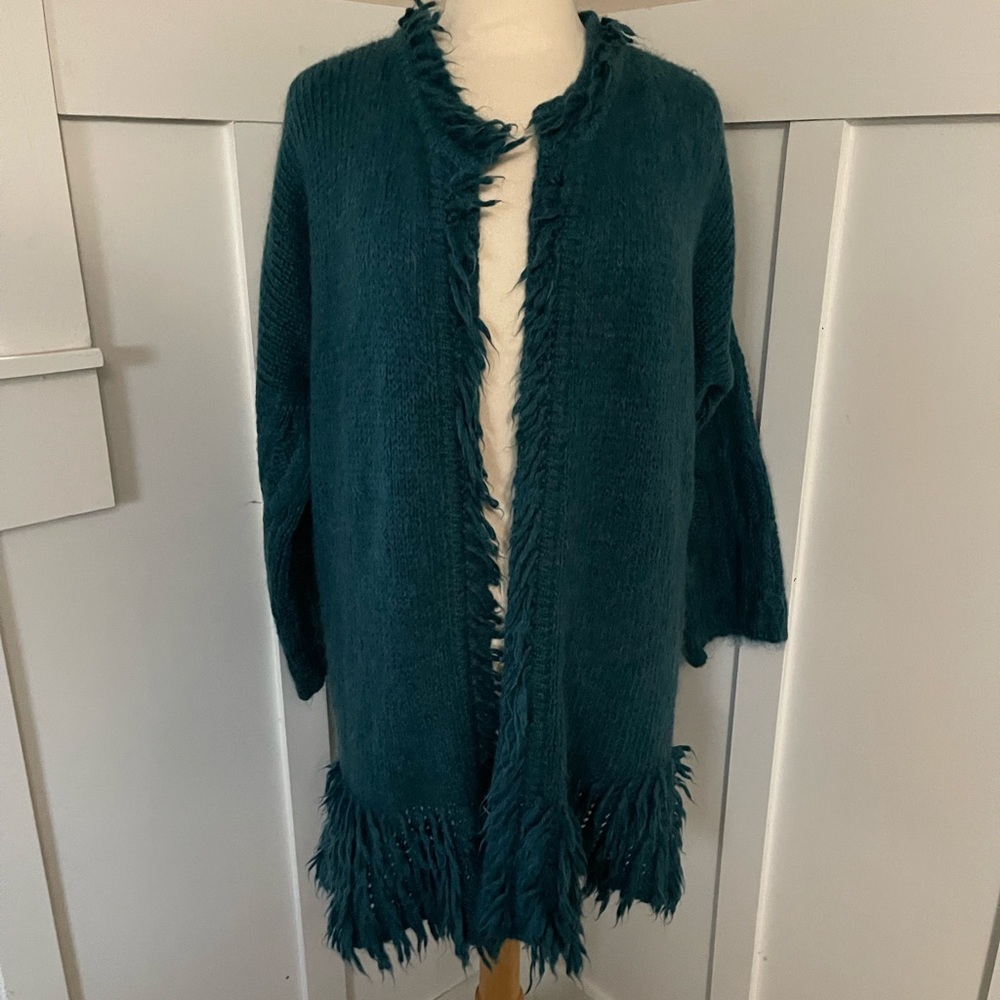 Mohair Sweater Tarnish Womens Cardigan Fringe Soft and Warm Italy Large